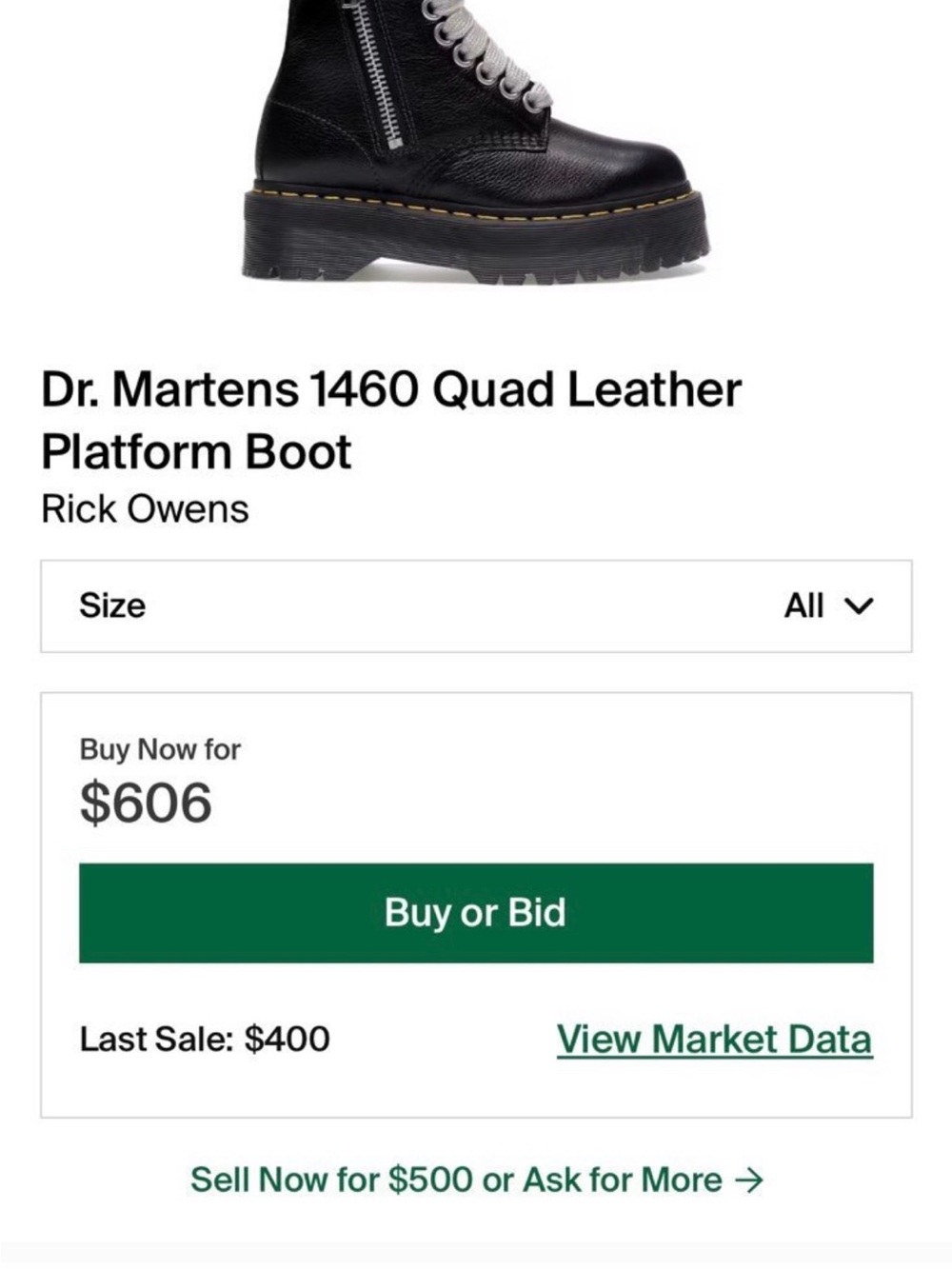 Dr. Martens x Rick Owens 1460 Quad Leather Platform Boots - Picture 6 of 10